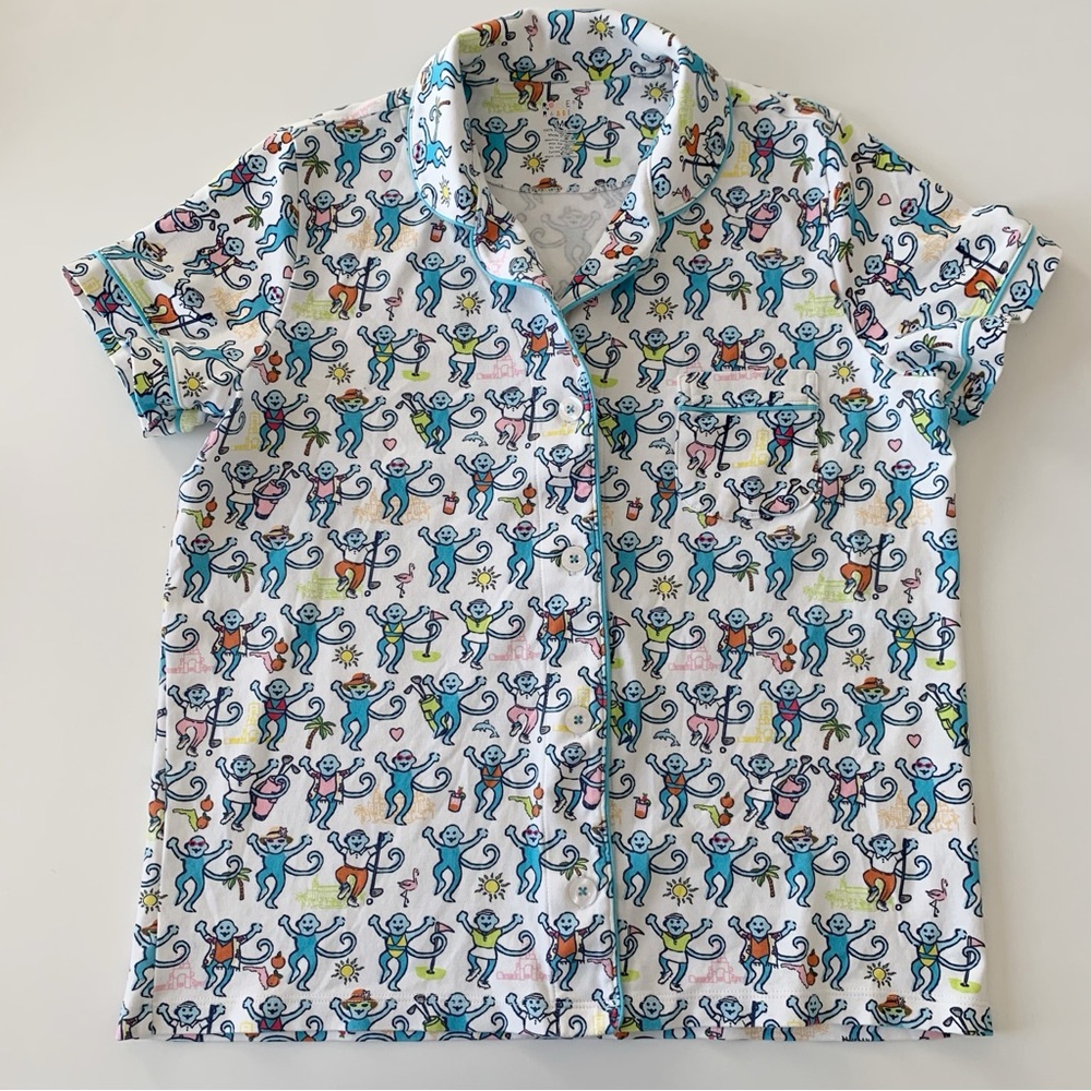 Roller Rabbit Palm Beach Monkey Print Pajama Top